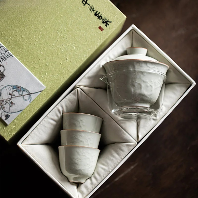 Набор чайных чаш с рельефным у – обзор и цена Korean Tea Set